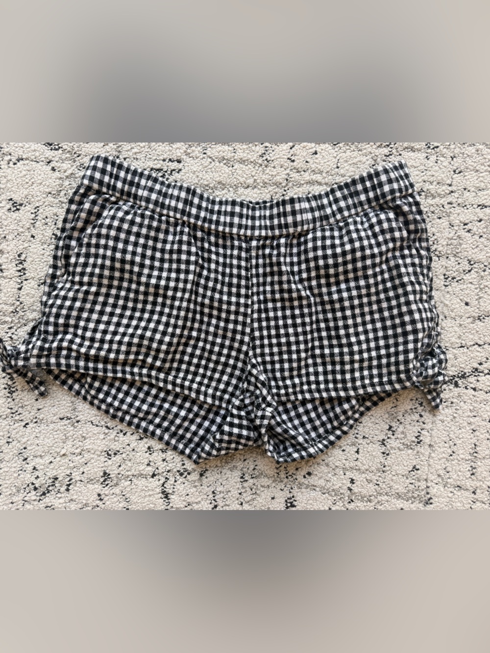 Old Navy Black & White Gingham High-Waist Tie-Detail Shorts